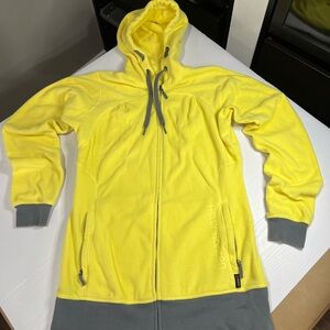 Helly Hansen Women’s Large Hoodie Yellow Fleece Zip-up Very Good Condition